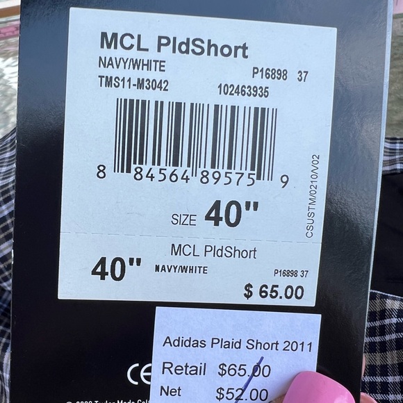 Adidas Men's 40" MCL Plaid Golf Shorts Navy White Tan Plaid Zip Button NWT - Picture 10 of 12